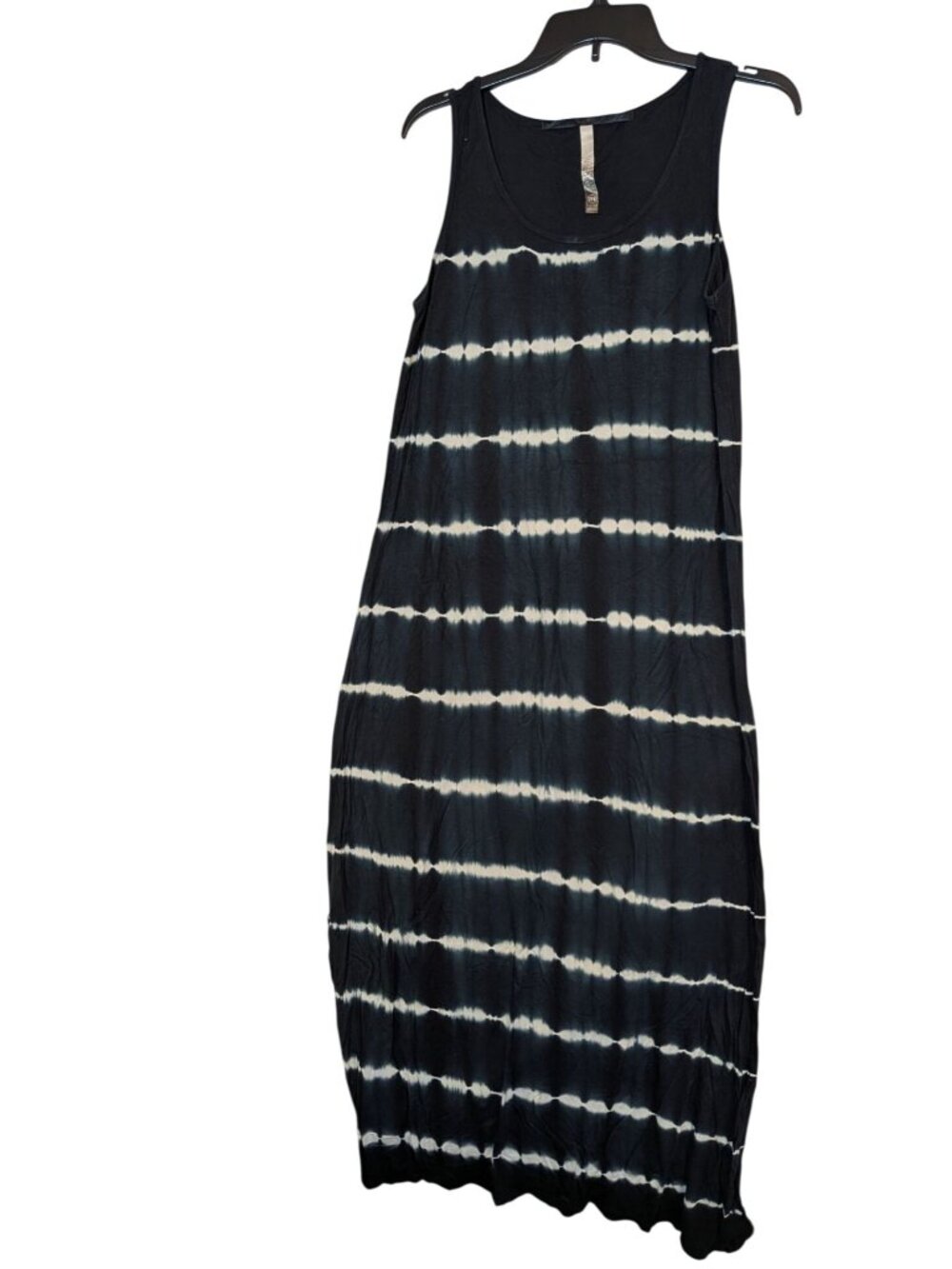 Sleeveless Kensie Black & White Tie-Dye Maxi Dress With Crinkle Hem Womens Size